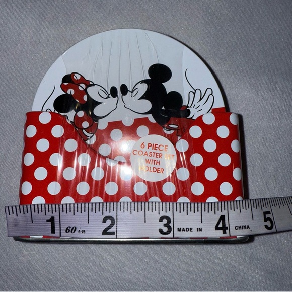 Disney Mickey & Friends 6 Piece Coaster Set Mickey Minnie Mouse Red White - Picture 8 of 10